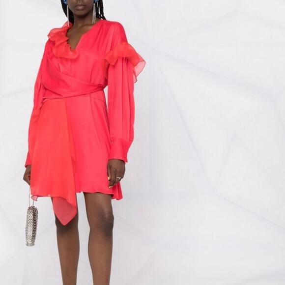 NWT MSGM ruffled asymmetric wrap dress ruffle sz 42 - Picture 3 of 12